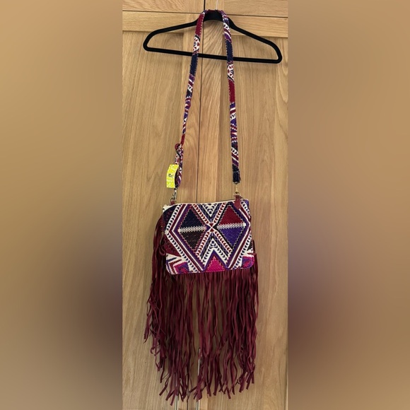 Raj Multicolor Geometric Fringe Crossbody Bag - Picture 1 of 4